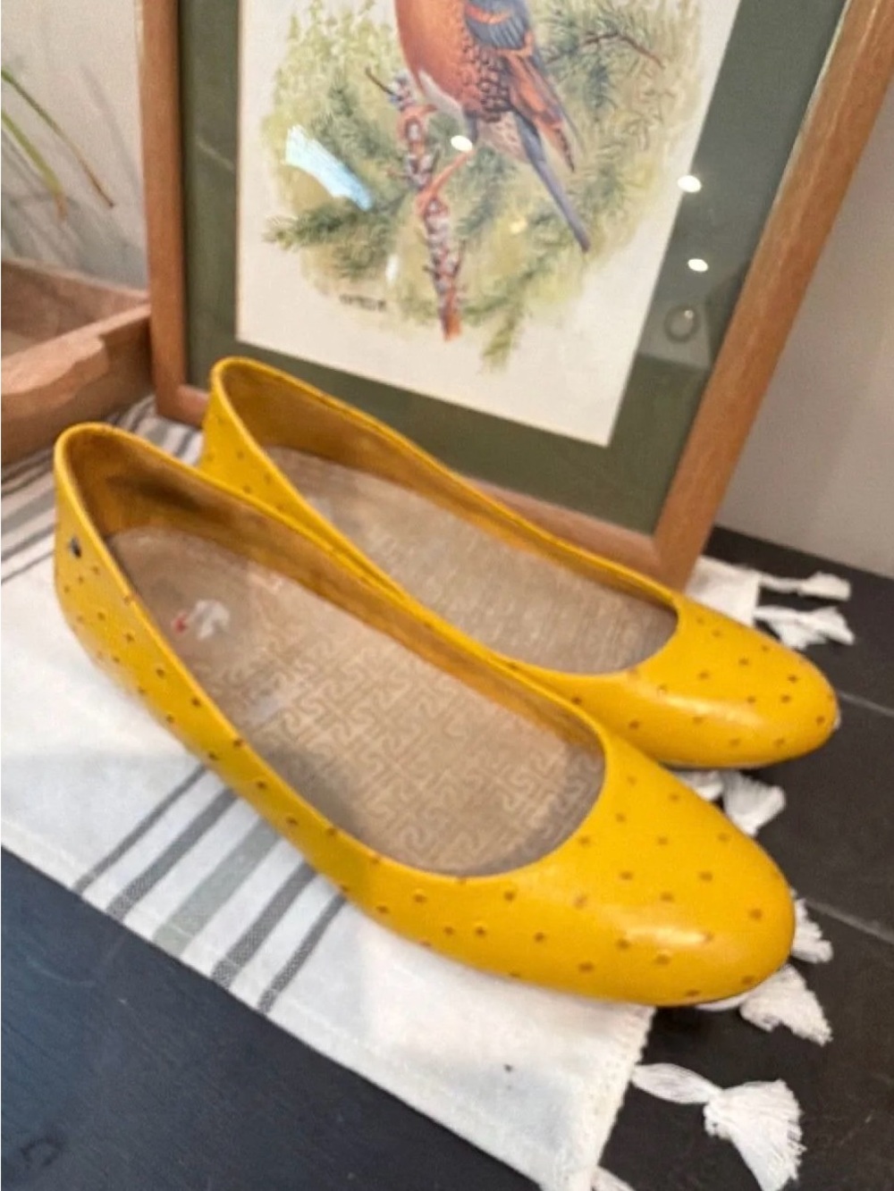 Rockport Yellow Women’s leather Ballet Flats - Swiss dots w/adiprene by adidas